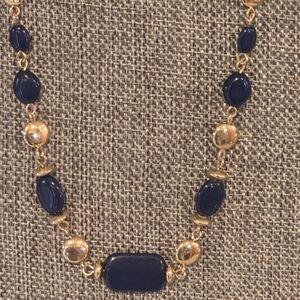 Gold and Navy Beaded Women's Necklace - Designer Style